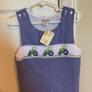 Classy Couture Boys 24mo Smocked Tractor Shortall